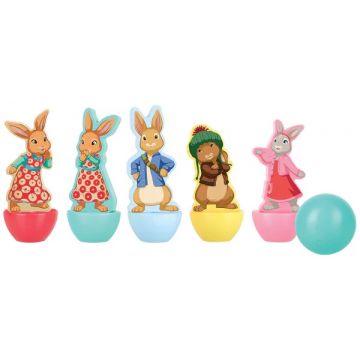 Pistă de bowling din lemn pentru copii Orange Tree Toys - Peter Iepurașul, 6 piese