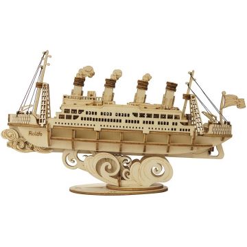 Puzzle 3D din lemn Robo Time din 145 de piese - Navă de croazieră