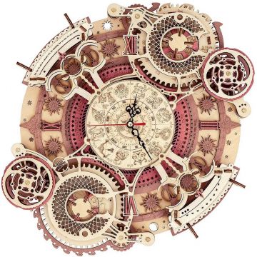 Puzzle 3D din lemn Robo Time din 168 de piese – Ceas de perete zodiac