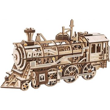 Puzzle 3D din lemn Robo Time din 350 de piese - Locomotivă