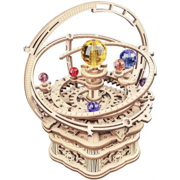 Puzzle 3D din lemn Robo Time din 84 de piese - Cutie muzicală mecanică - Noapte înstelată