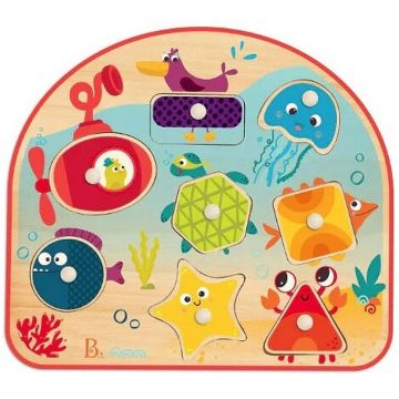 Puzzle din lemn Battat - Creaturi marine, 8 piese