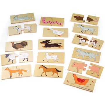 Puzzle din lemn Bigjigs - Viața la fermă, 32 piese