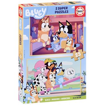 Puzzle din lemn pentru copii Educa din 2 x 25 de piese - Cățeluși
