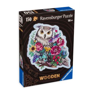 Puzzle din lemn Ravensburger din 150 de piese - Misterioasa bufniță