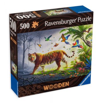 Puzzle din lemn Ravensburger din 500 de piese - Tigrul în junglă