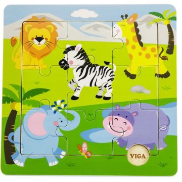 Puzzle din lemn Viga - Jungla, 9 piese