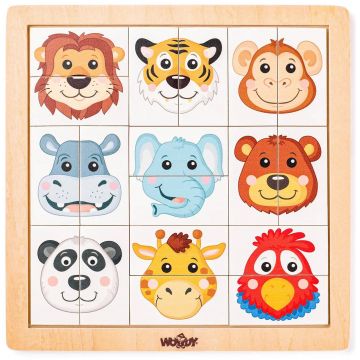 Puzzle din lemn Woody - Capetele animalelor preferate