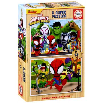 Puzzle Educa din 2 х 25 de piese - Spiderman și prietenii săi
