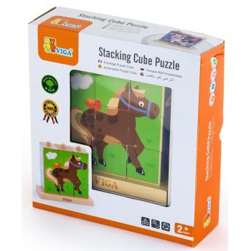 Puzzle educațional cu cuburi Viga - Pets, 9 piese