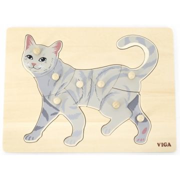 Puzzle educațional Montessori Viga - Pisica