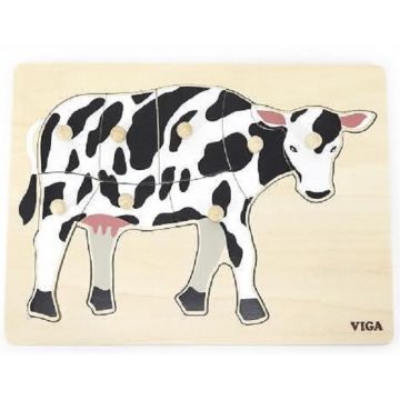 Puzzle educațional Montessori Viga - Vaca