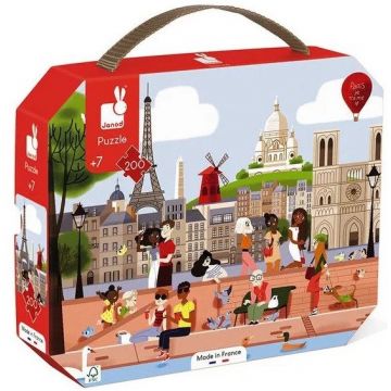 Puzzle in valiza pentru copii Janod din 200 de piese - Paris
