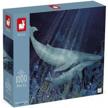 Puzzle Janod din 1000 de piese - Balene în adâncuri