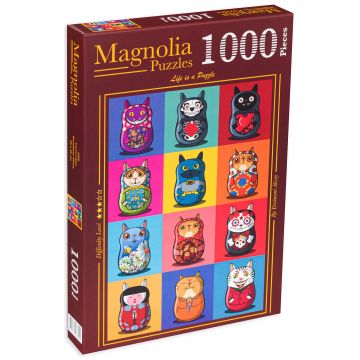 Puzzle Magnolia din 1000 de piese - Pisici matrioșca