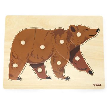 Puzzle Montessori din lemn Viga - Ursul