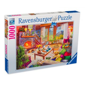 Puzzle Ravensburger din 1000 de piese - Cabana confortabilă