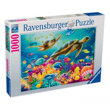 Puzzle Ravensburger din 1000 de piese - Lumea subacvatică albastră