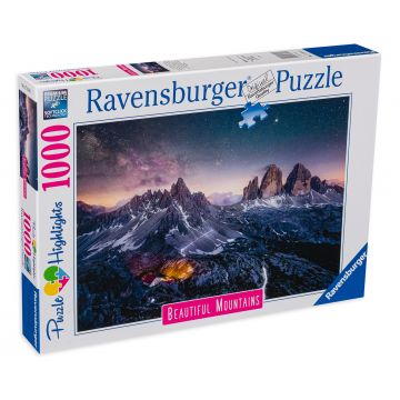 Puzzle Ravensburger din 1000 de piese - Trei vârfuri, Dolomiți