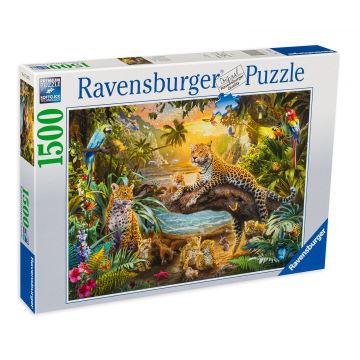 Puzzle Ravensburger din 1500 de piese - Leoparzi în junglă