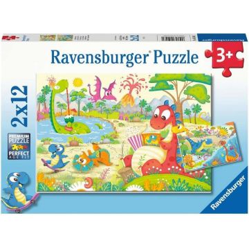 Puzzle Ravensburger din 2 x 12 de piese - Dinozaurii preferați