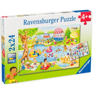 Puzzle Ravensburger din 2 x 24 de piese - Distracție la lac
