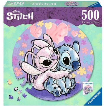 Puzzle Ravensburger din 500 de piese - Lilo și Stitch, rotund