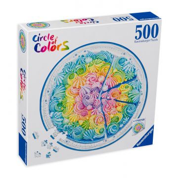 Puzzle rotund Ravensburger din 500 de piese - Tort curcubeu