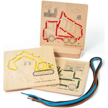 Set creativ de coasere după numere Bigjigs -Vehicule