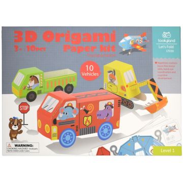 Set creativ Tooky Land - Vehicule de hârtie 3D