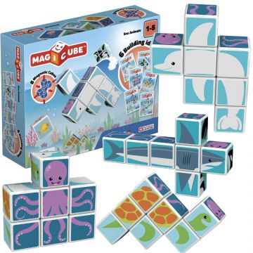 Set de cuburi magnetice Geomag - Creaturi marine, 11 piese