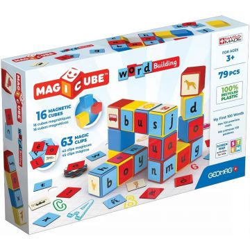 Set de cuburi magnetice Geomag - Magicube, Word Building EU, 79 de piese