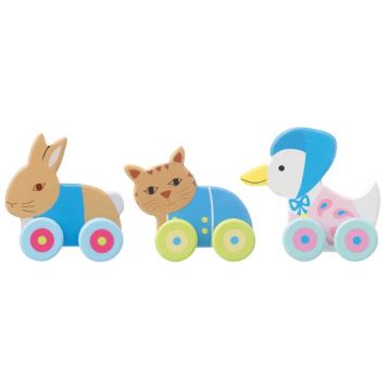 Set din lemn Orange Tree Toys - Jucării de împingere, Peter Rabbit, 3 bucăți