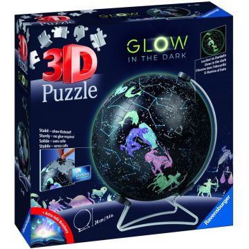 3D Puzzle Ravensburger din 180 de piese - Glob care strălucește în întuneric