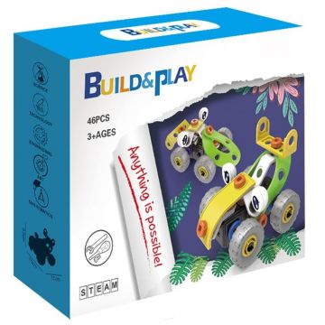 Constructor 2 în 1 Hanye Build and play - Mașini, 46 piese