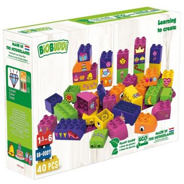 Constructor BioBuddi - Cuburi educative pentru fete, 40 de părți