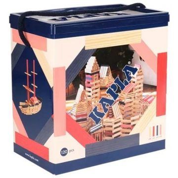 Constructor din lemn Kapla - 120 piese, cutie roz