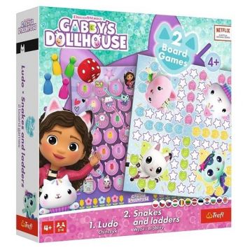 Joc de bord 2 in 1 Gabby's Dollhouse: Ludo&Snakes and Ladders - Pentru copii