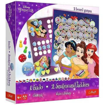 Joc de societate 2 în 1 Disney Princess Board Game (Ludo/Snakes and Ladders) - Copii