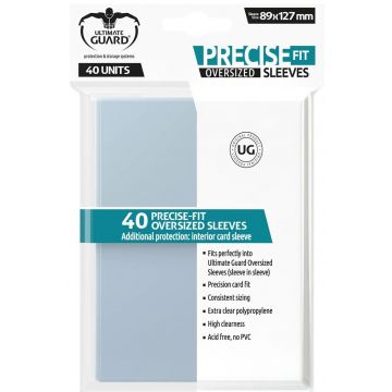 Protecții pentru cărți de joc Ultimate Guard - Precise-Fit Sleeves Oversized, Transparent (40 buc.)