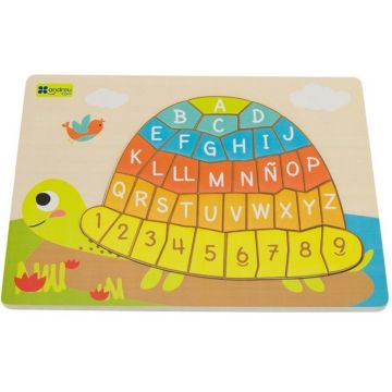 Puzzle cu litere și cifre Andreu Toys - Broască țestoasă