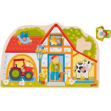 Puzzle cu mâner Goki - My Farmhouse
