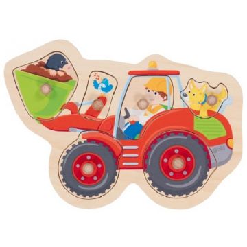 Puzzle cu mânere Goki - Buldozer frontal