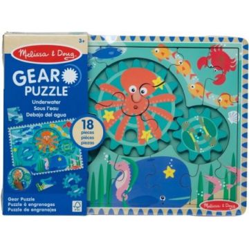 Puzzle din lemn  Melissa & Doug - Facilități subacvatice, 18 piese