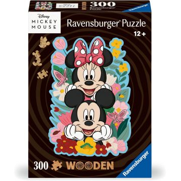 Puzzle din lemn Ravensburger din 300 de piese - Mickey și Minnie
