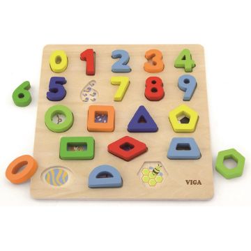 Puzzle din lemn Viga - Numere și forme