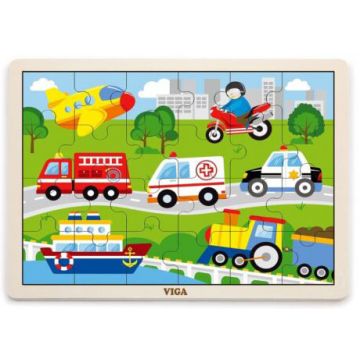 Puzzle din lemn Viga - Vehicule, 24 piese