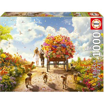 Puzzle Educa din 1000 de piese - Căruță cu flori