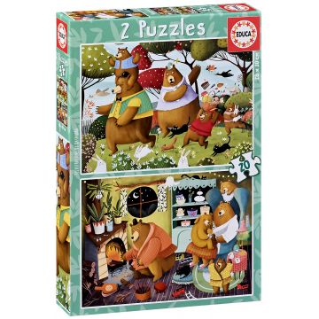 Puzzle Educa din 2 x 20 de piese - Povești din pădure