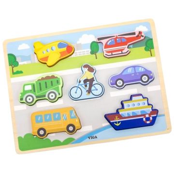 Puzzle în relief Viga Toys - Vehicule